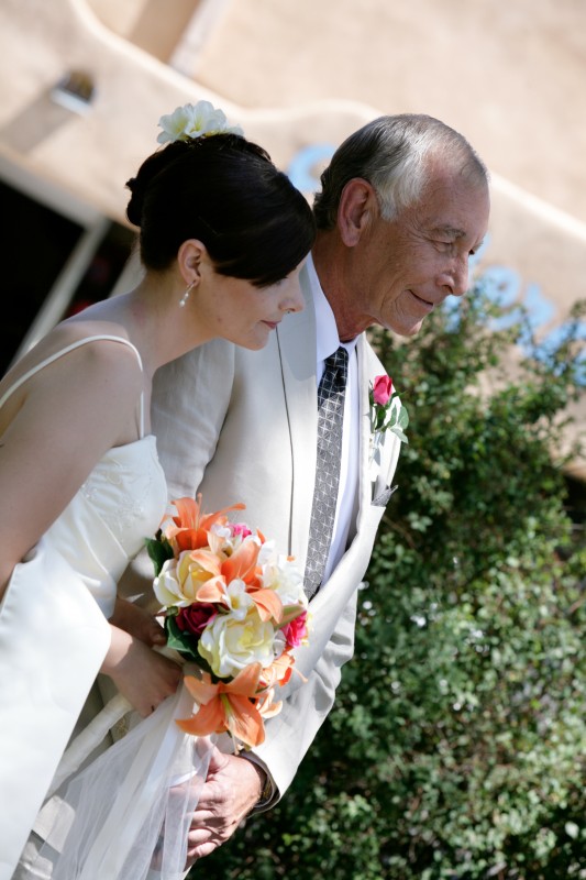 bride and groom at taos plaza