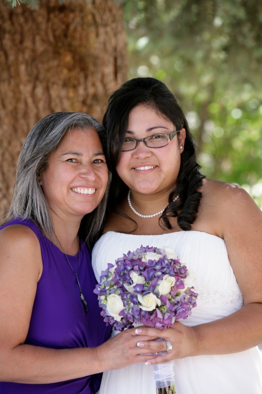 Mother and daughter on wedding day