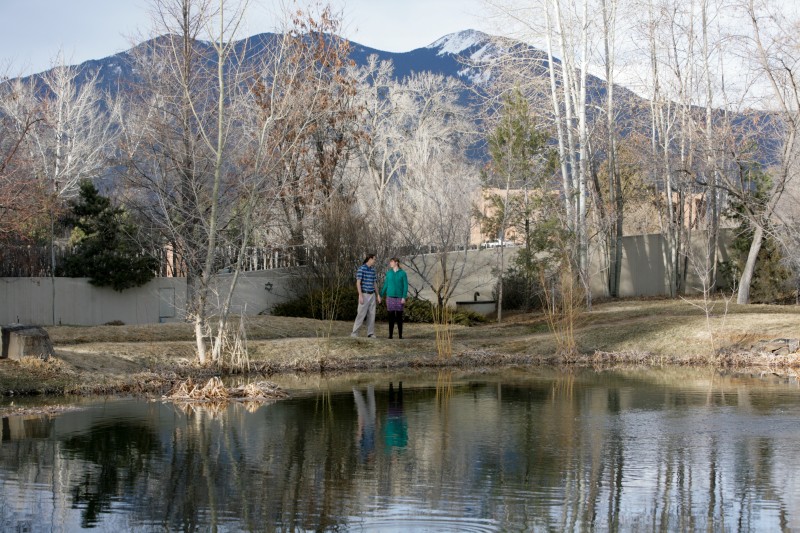 Winter Engagement Images with Taos Mountain