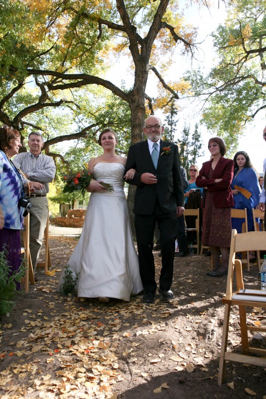 Father and daughter walking down aisle