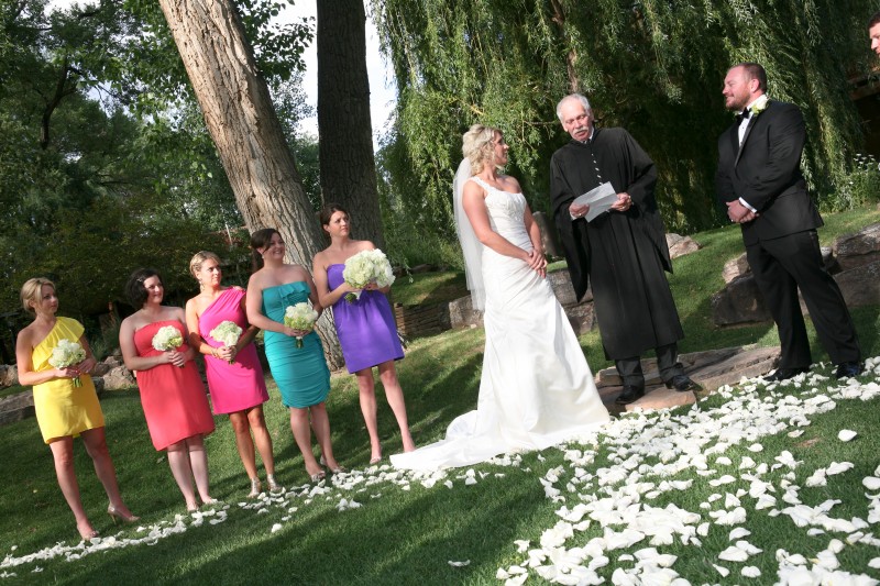 colorful wedding, white roses