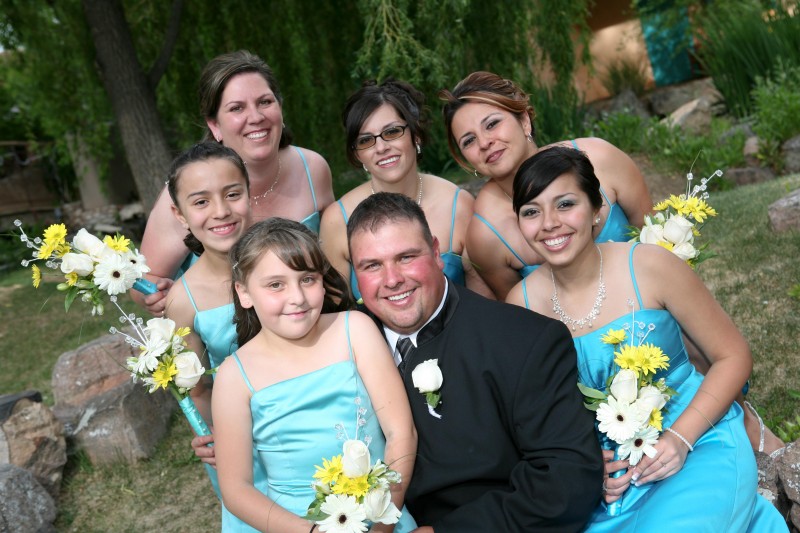 bridesmaids and flowers