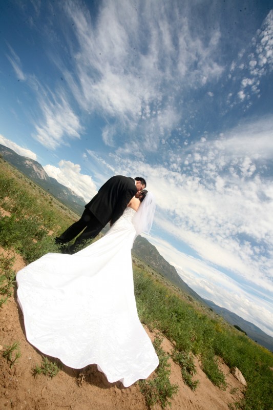 bride and groom romantics after ceremony