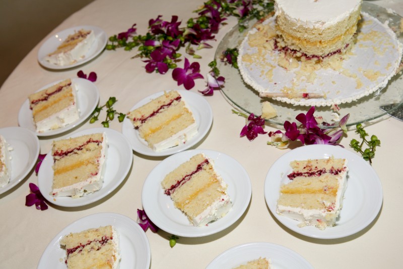 organic wedding cake with raspberry filling