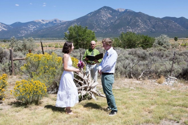 Taos Mountain witnesses Katy and Dan's vow renewal officiated by Dan Jones