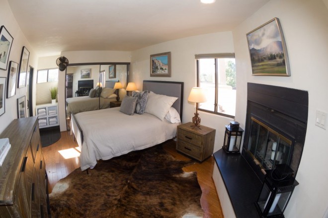 Full view of master bedroom in quaint skier condo in Taos, NM
