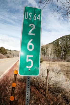 Mile marker 265 in Taos Canyon