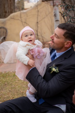 baby flower girl with groom daddy
