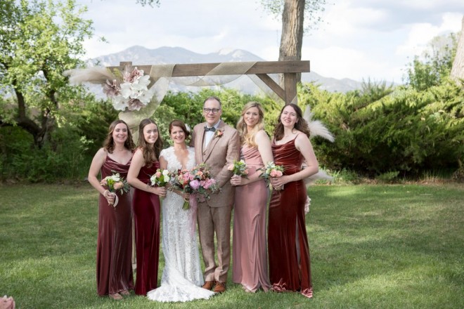 Lindsay and John and their blended family on wedding day