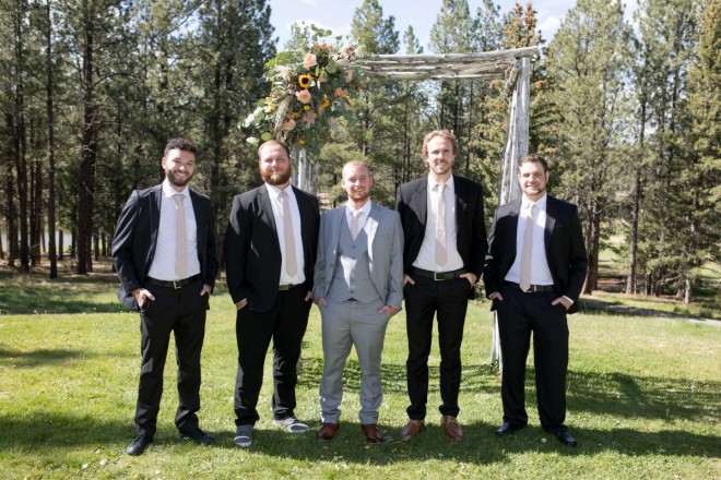 Brannon poses with his groomsmen after the Angel Fire wedding ceremony