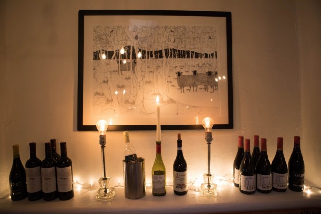 The Love Apple decorates with wine bottles and simple lighting