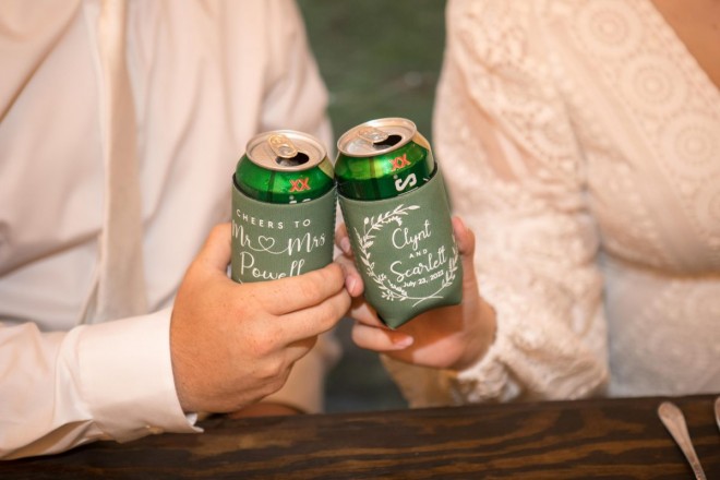 Koozie or Cozy, such a great wedding favor for your Taos wedding