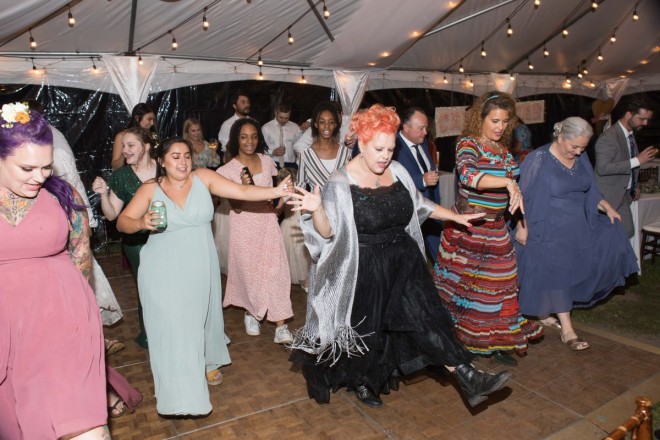 A wedding reception isn't complete unless there is at least one song with line dancing