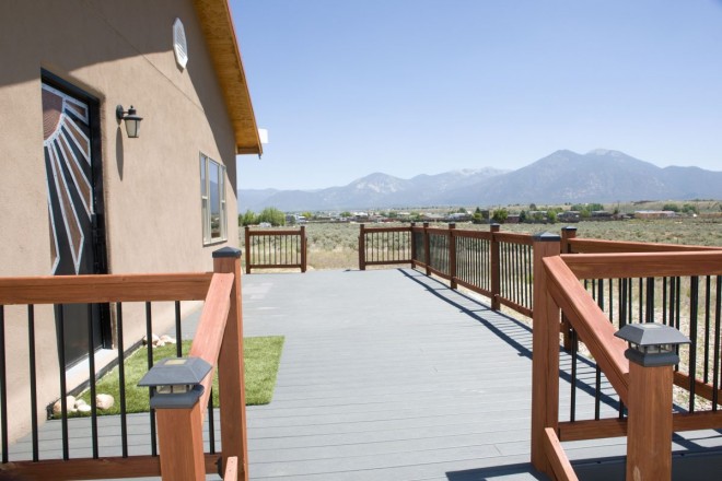 Large porch with views of gorgeous Sangre de Cristo Mountains in Taos