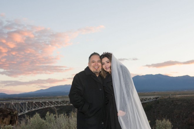 Shirly and Fernando and pink clouds before their wedding day sunrise