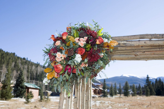 Wedding altar at the top of a mountain in Red River, NM