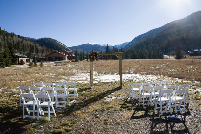 Outdoor micro-wedding in October in Red River, NM