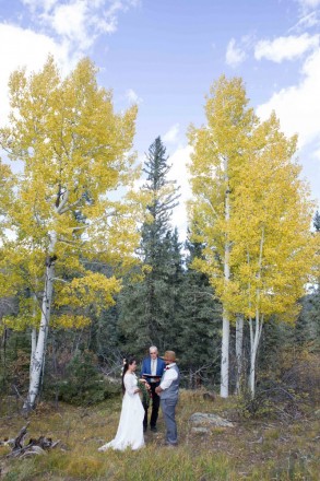 These two aspen trees offered a natural altar for Sarah and Edwardo's elopement