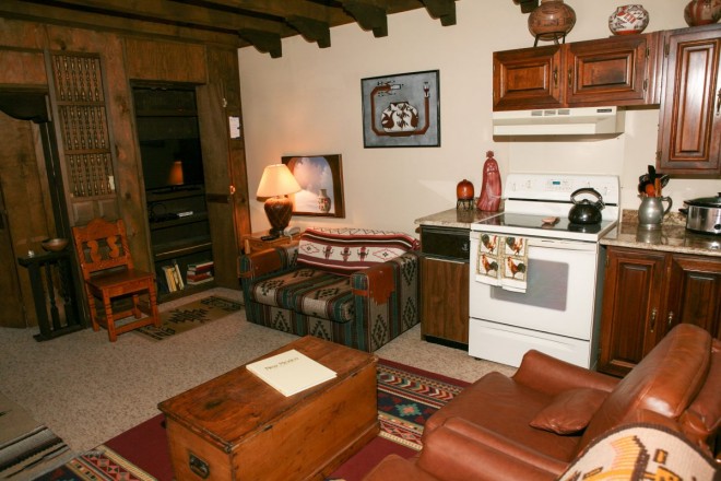 Southwest style decor in cozy Taos cabin