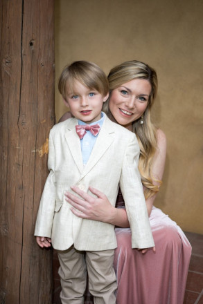 Ringbearer in pink velvet bowtie