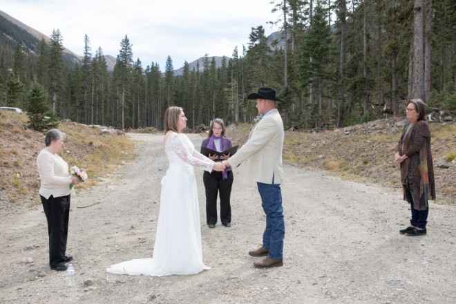 Tiny elopement with bride and groom's moms included at Taos Ski Valley