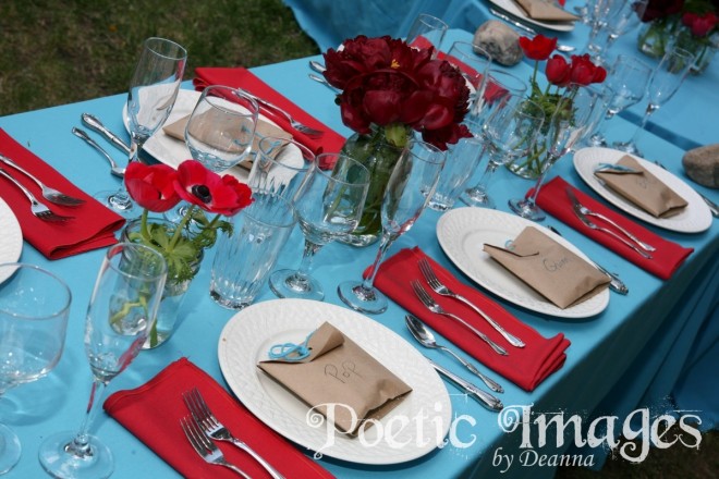wedding colors : turquoise and red 