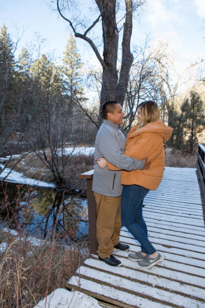 Engagement session in December with snow