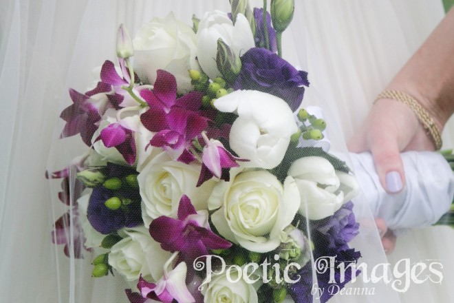 orchid and rose bridal bouquet