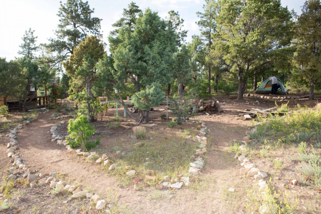 Camping area with tent sites for rent on private land near Taos, NM