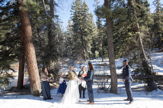 Amberly and Kyle found a (free!) private spot next to the Red River for their outdoor wedding