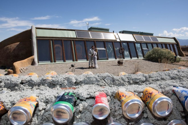 Destination wedding elopement at Earthship community in west of Taos