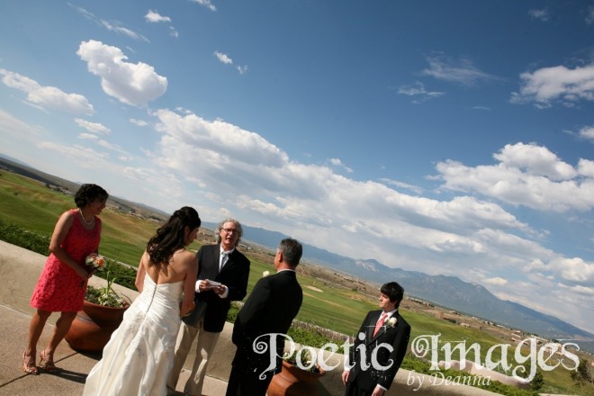 Taos wedding with mountains and blue skies