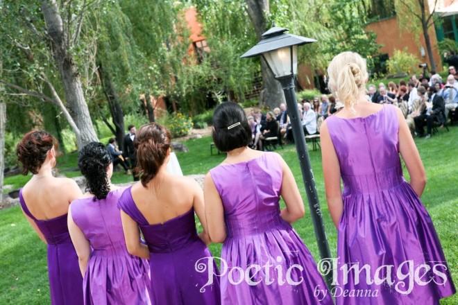 purple bridesmaid dresses and flowers