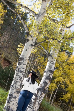 Red River Marlette park with golden aspens made a beautiful spot for Katy's senior portraits