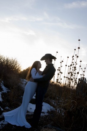 Garden wedding venue with plants and snow