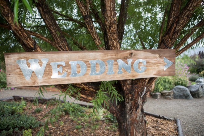 Wedding sign at SpiriTaos wedding garden in Taos