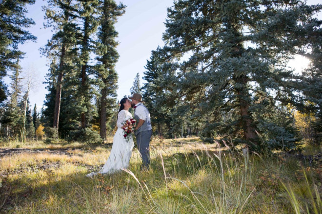 Lines of yellow light danced around the meadow as Sarah and Edwardo kissed