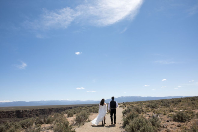 The bride and the groom and the walk to the wedding venue