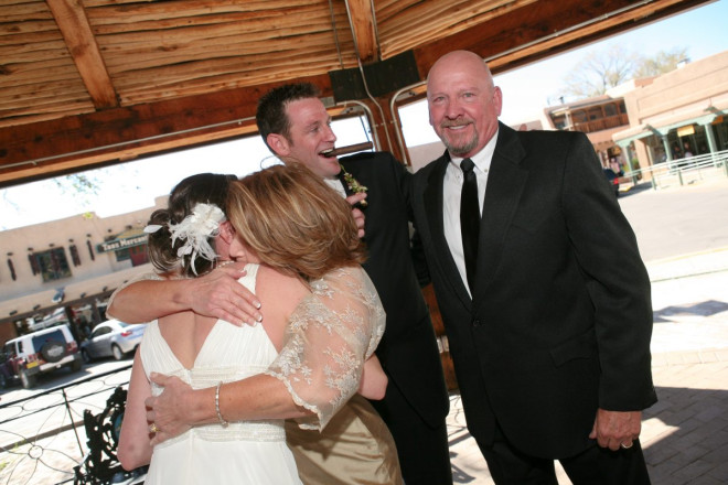 Hugs and Cigars of congratulations after this Taos NM wedding