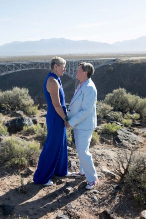 Jeannie and Debbie came from far away to be married by the Rio Grande gorge