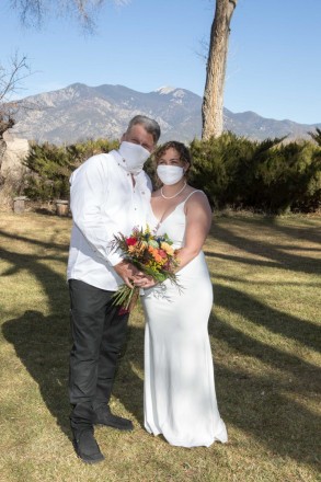 California couple, Rosie and Phil, on their destination pandemic wedding to Taos NM