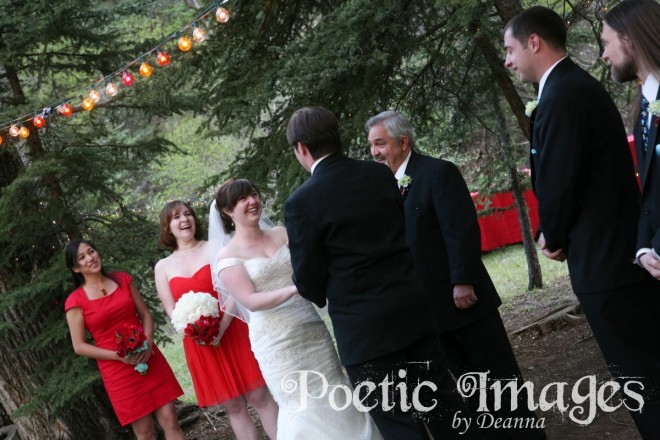outdoor NM wedding with pine trees