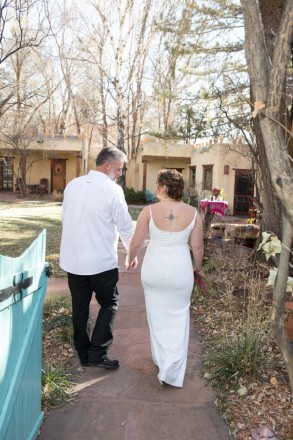 California couple on their destination wedding at local bed and breakfast