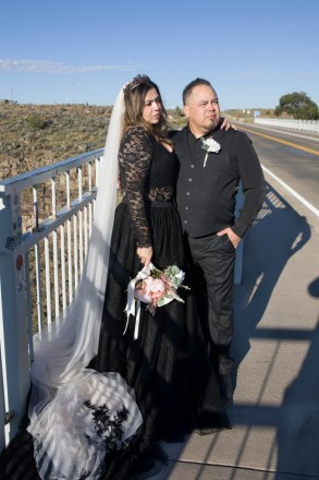 New Mexicans, in black, on their wedding day in Taos