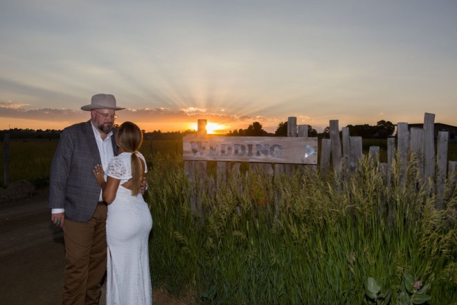 Bride and Groom and a simple southwest sunset in Taos, NM