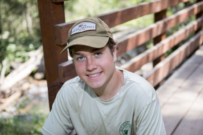 William wears his Philmont hat for his senior pictures taken by photographer in Taos Ski Valley