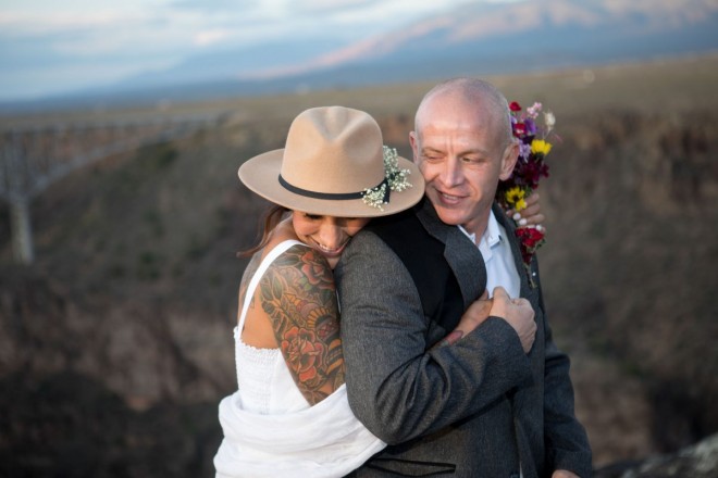 Private gorge wedding on west rim trail during July monsoon season