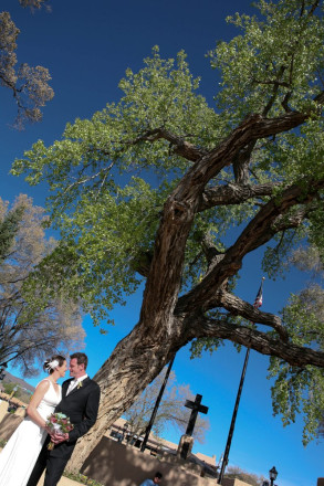 The Taos plaza is a beautiful place for a wedding under the cottonwoods