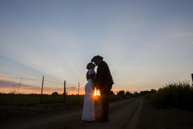 The silhouettes of Bre and James on their wedding night in Taos NM