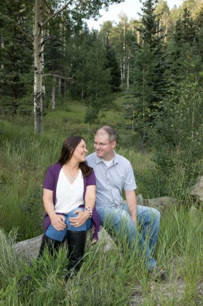 Separate photos with just mom and dad with aspens.